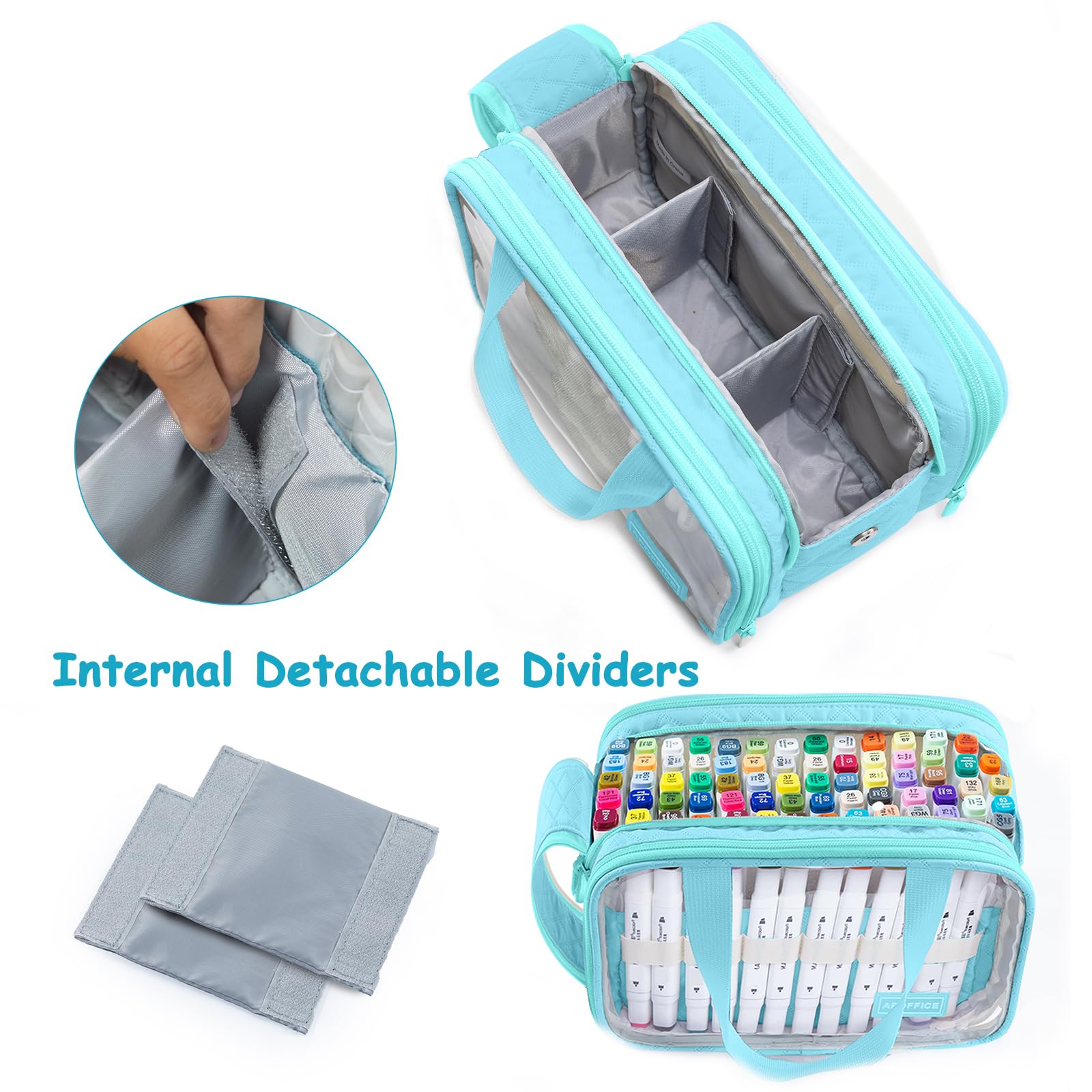 APOFFICE Marker Organizer Case – Holds 72-96Markers | Portable Art Marker Storage Bag with Clear