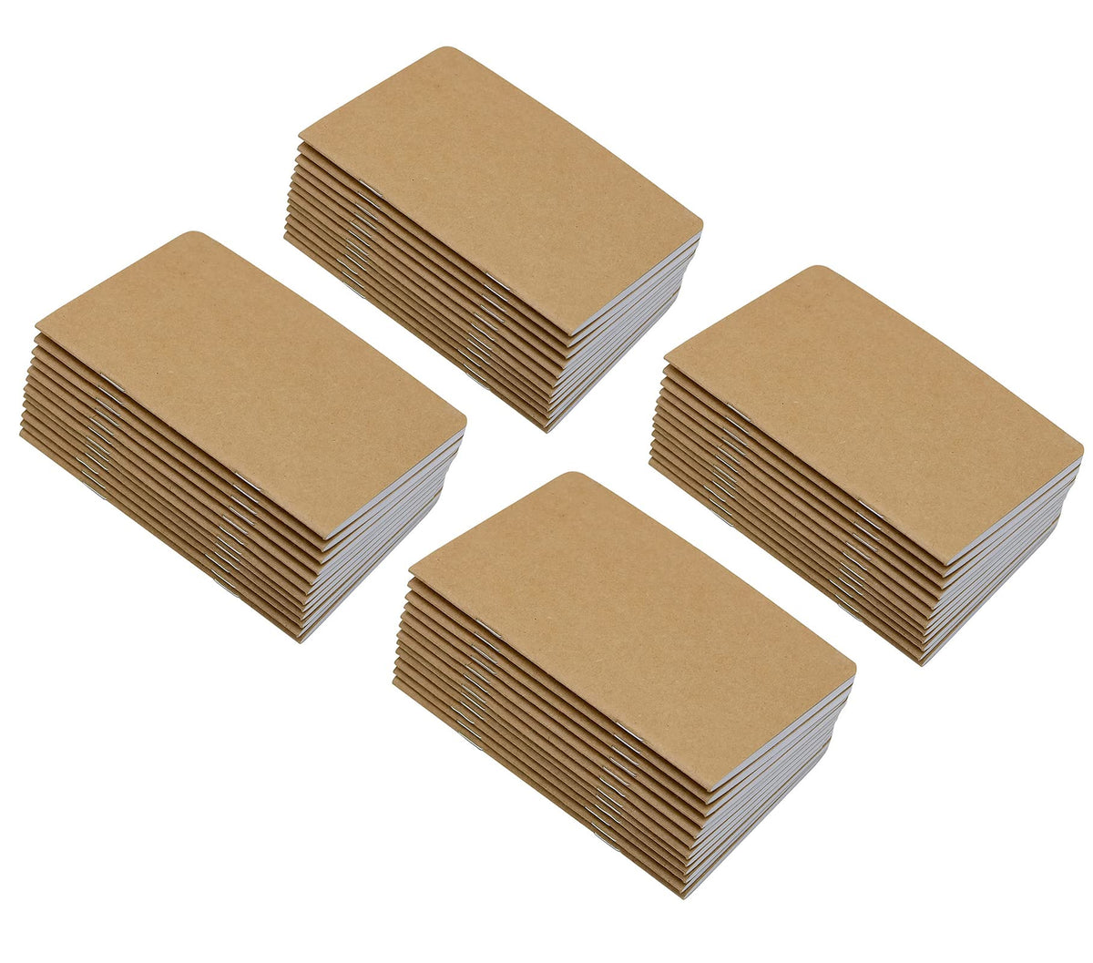 Yansanido 48 Pcs 5.5 Inch x 3.5 Inch Brown Cover Pocket Notebook 32 Sheets (64 Pages) Blank Pages
