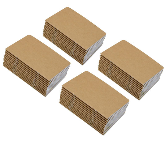 Yansanido 48 Pcs 5.5 Inch x 3.5 Inch Brown Cover Pocket Notebook 32 Sheets (64 Pages) Blank Pages
