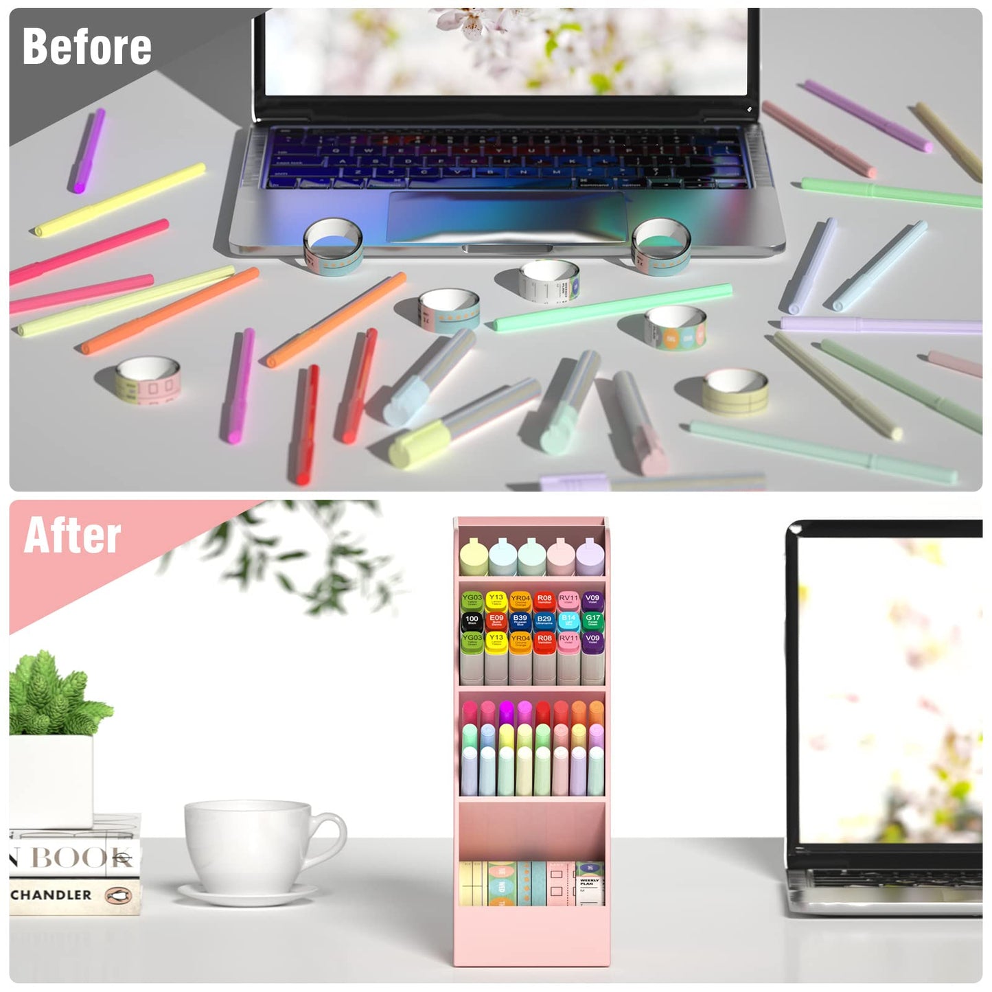 Asten Pen Holder, Pencil Holder for Desk, Pen Organizer (Pink, 3 Pack)