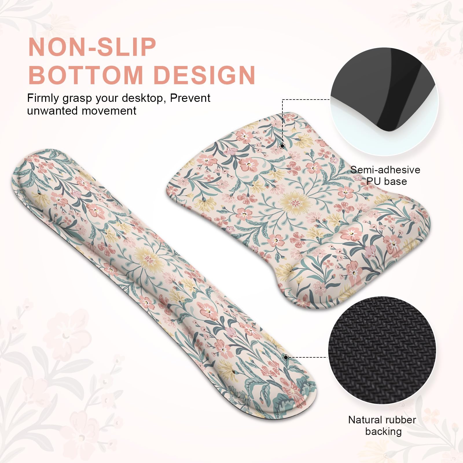 iCasso Ergonomic Mouse Pad, Keyboard Wrist Rest, Memory Foam Mousepad with Wrist Support, Easy
