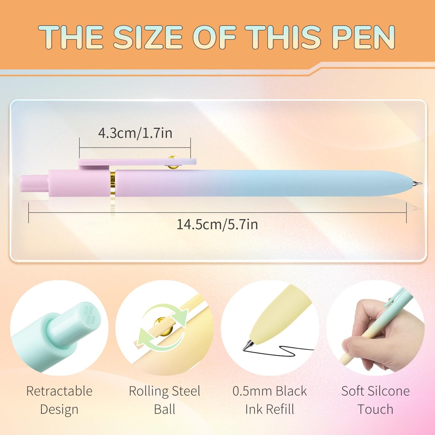 UIXJODO 12 Pcs Gel Pens 0.5mm Quick Dry Black Ink Pens Fine Point Smooth Writing Pens, Cute Office