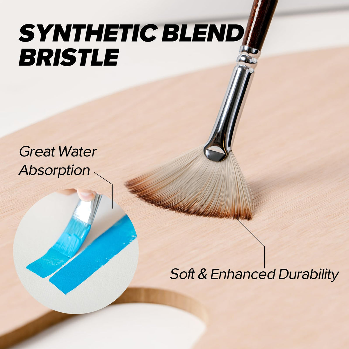 HAGERI Paint Brushes, 25 Pieces Expert Synthetic Nylon Bristles Paint Brush Set with Suede Leather