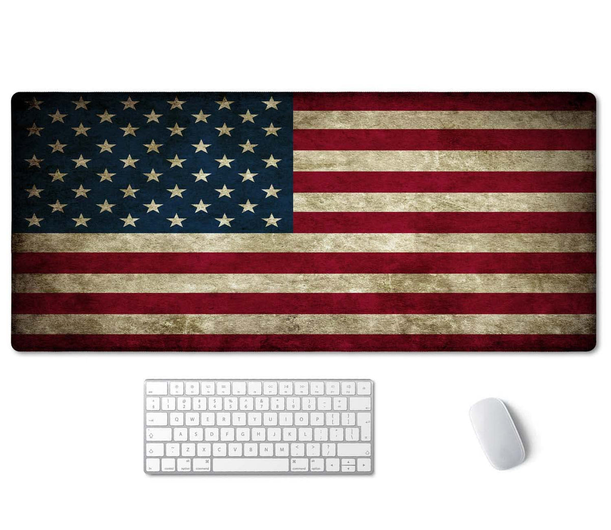 SSOIU Vintage American Patriotic US Flag Mouse Pad 35.5 X 15.7 Inch XXL Full Desk Mousepad Extended