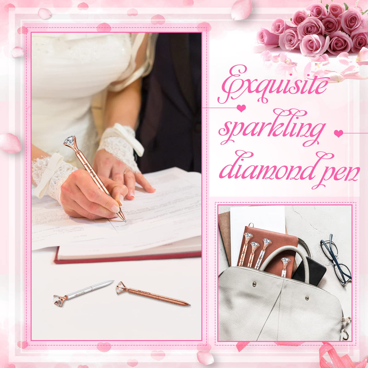 Yexiya 60 Pcs Bridal Shower Gifts Wedding Diamond Pens for Guests