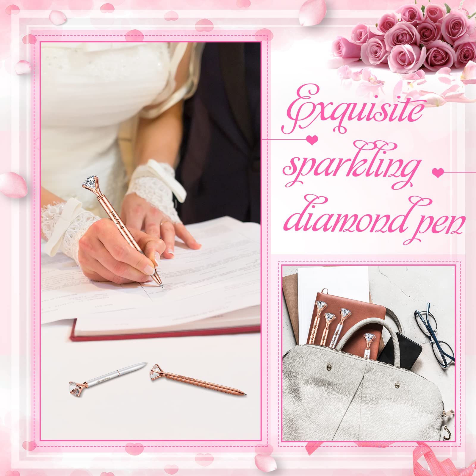 Yexiya 60 Pcs Bridal Shower Gifts Wedding Diamond Pens for Guests