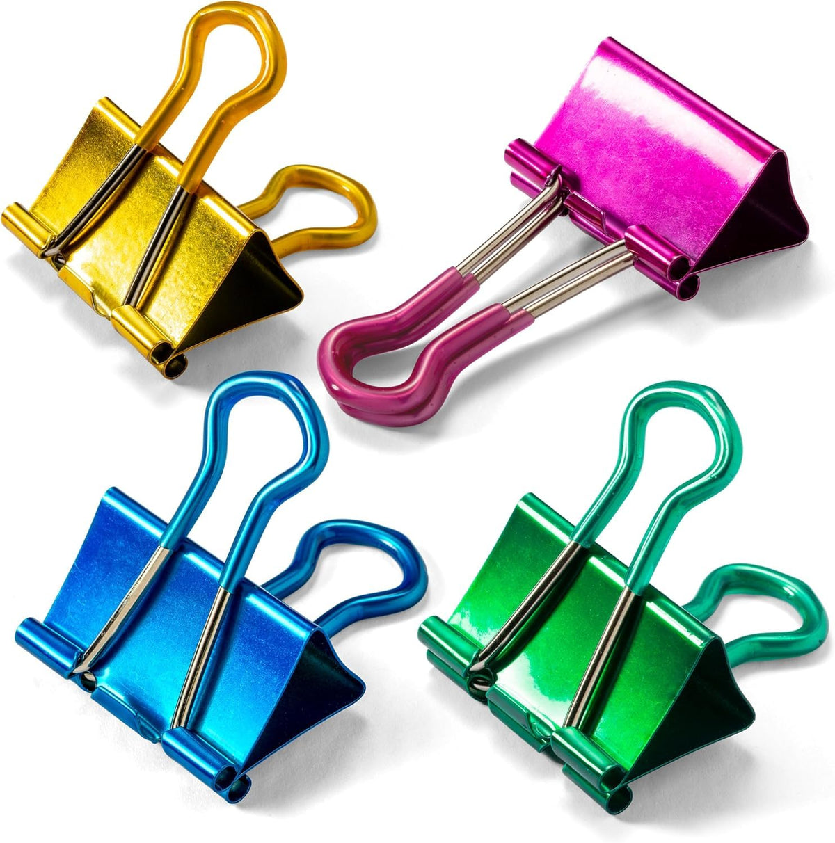 Officemate Easy Grip Medium Binder Clips, Assorted Metallic Colors, 12 Pack (31054)