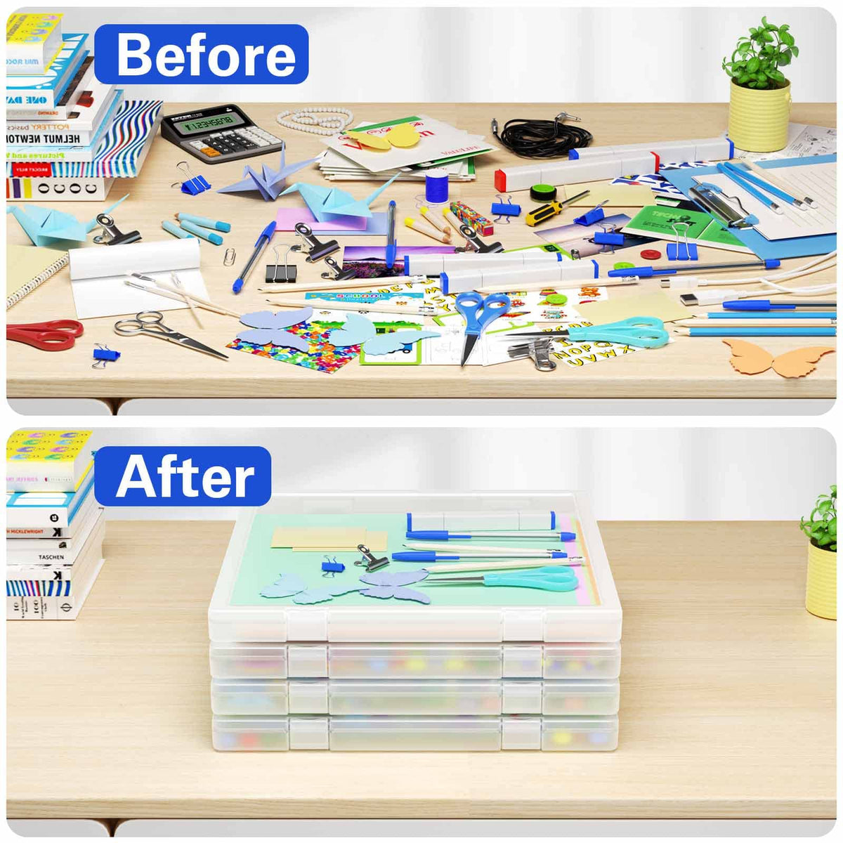 Denkee 12 x 12 Paper Storage, 4 Pack Scrapbook Paper Organizer Storage, Craft Organizers Box