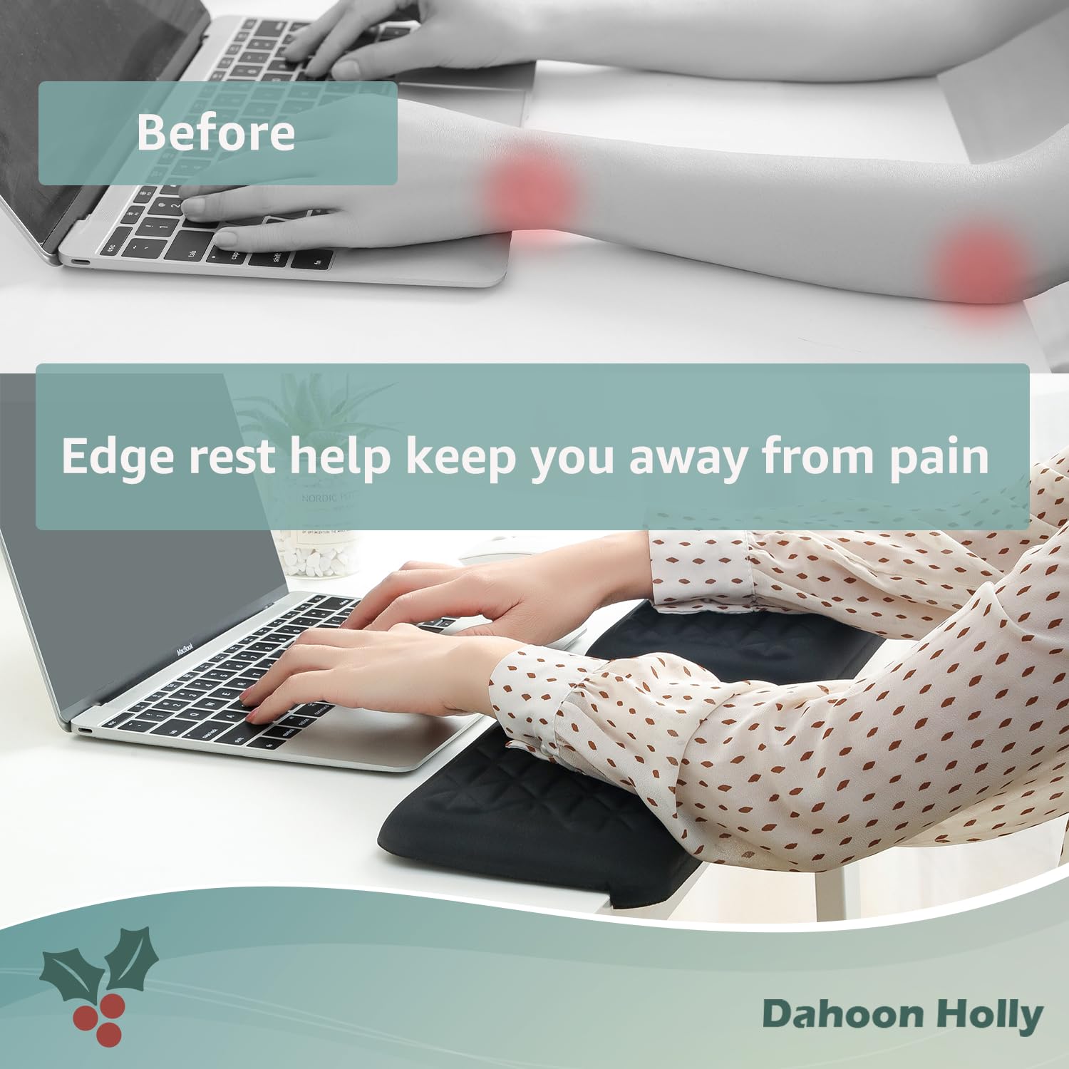 L-Shaped Desk EdgeRest, 2-Piece Set, Plam & Wrist & Forearm & Elbow Comfort Support for Table or