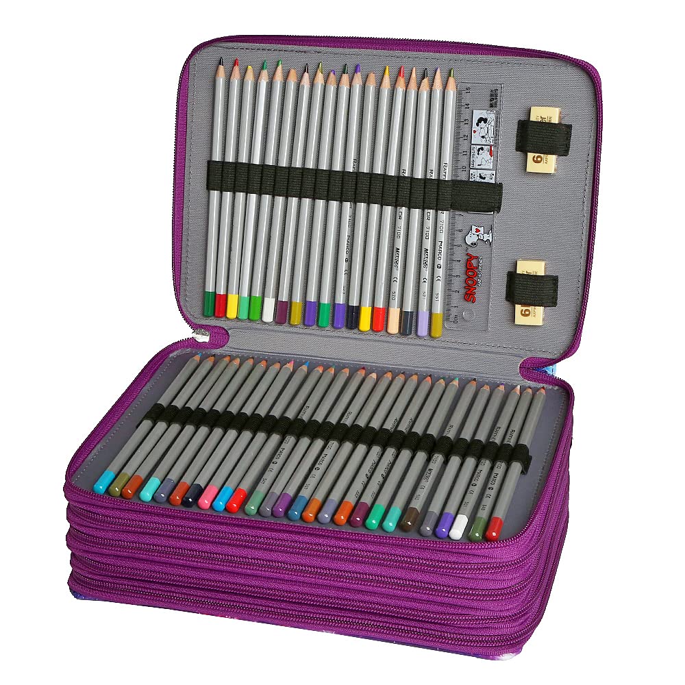 Lbxgap 250 Slots Pencil Case 5-Layer Zipped Holder w/Handle