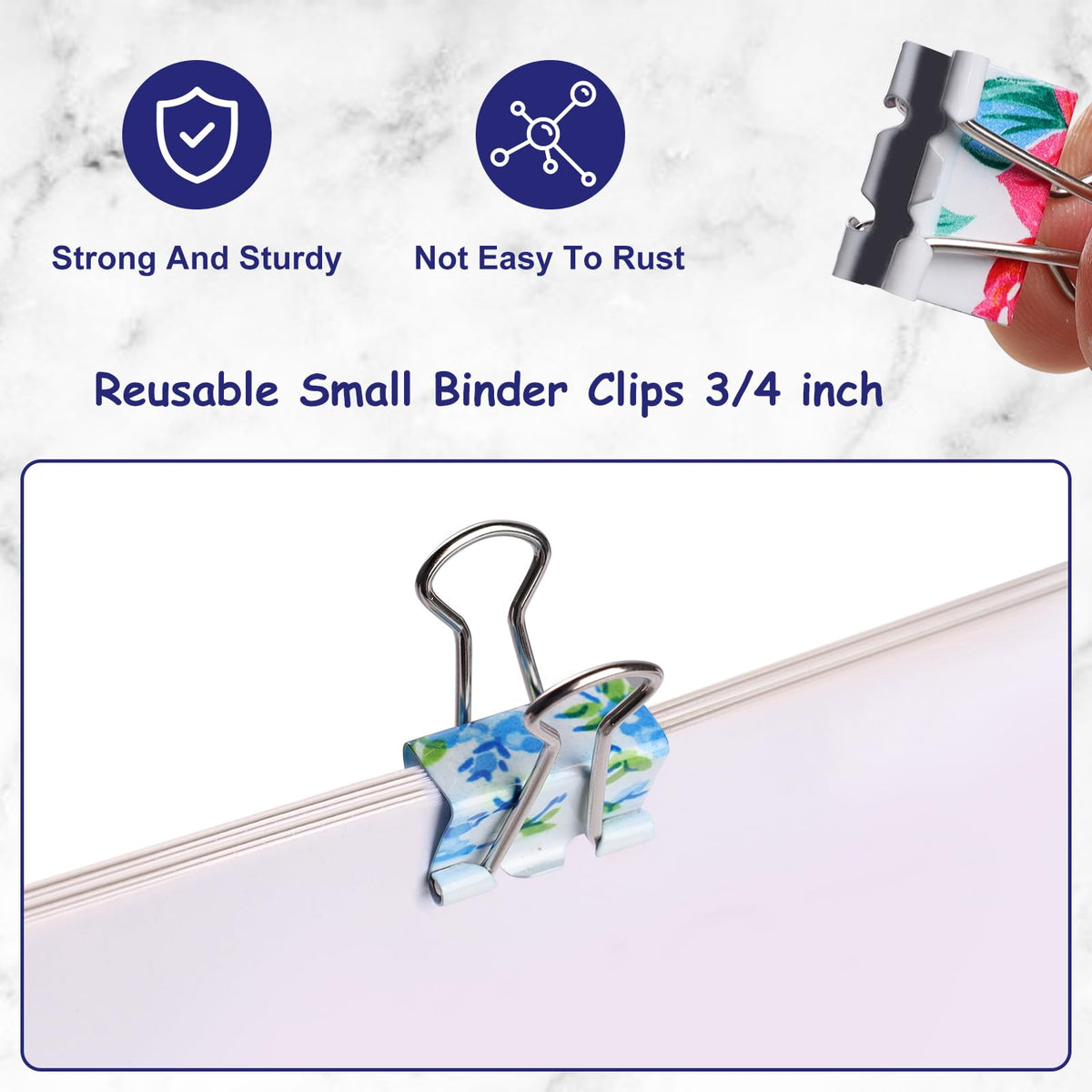 Ufmarine 60 Pcs Small Binder Clips3/4 Inch, Flower Cute Binder Clips for Office, Standard Size