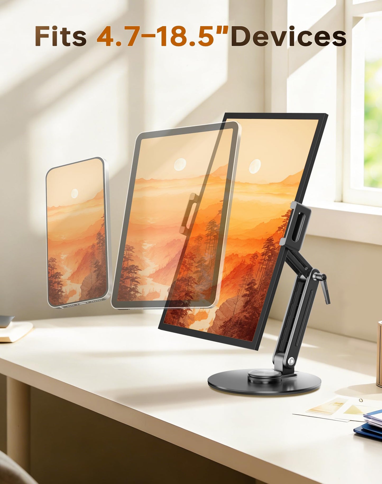 Feising Portable Monitor Stand Desk Holder- Large Clamp Support up to 12.9 14.6 15.6 18.5 inch 360°