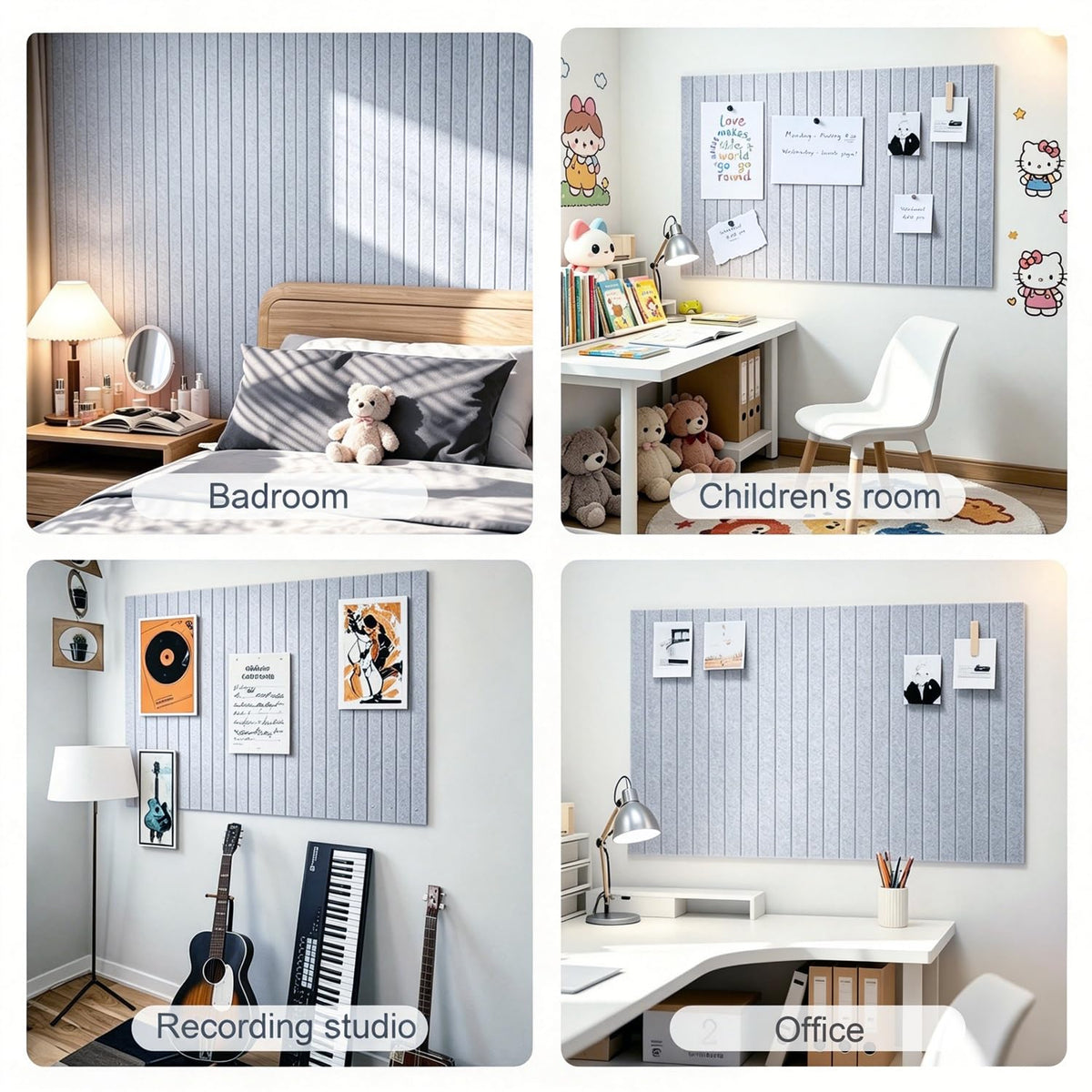 G Gamit 0.47" Thick Felt Pin Board 36"x24" Large Cork Board Alternative 6 Pack 11.81"x11.81"Felt