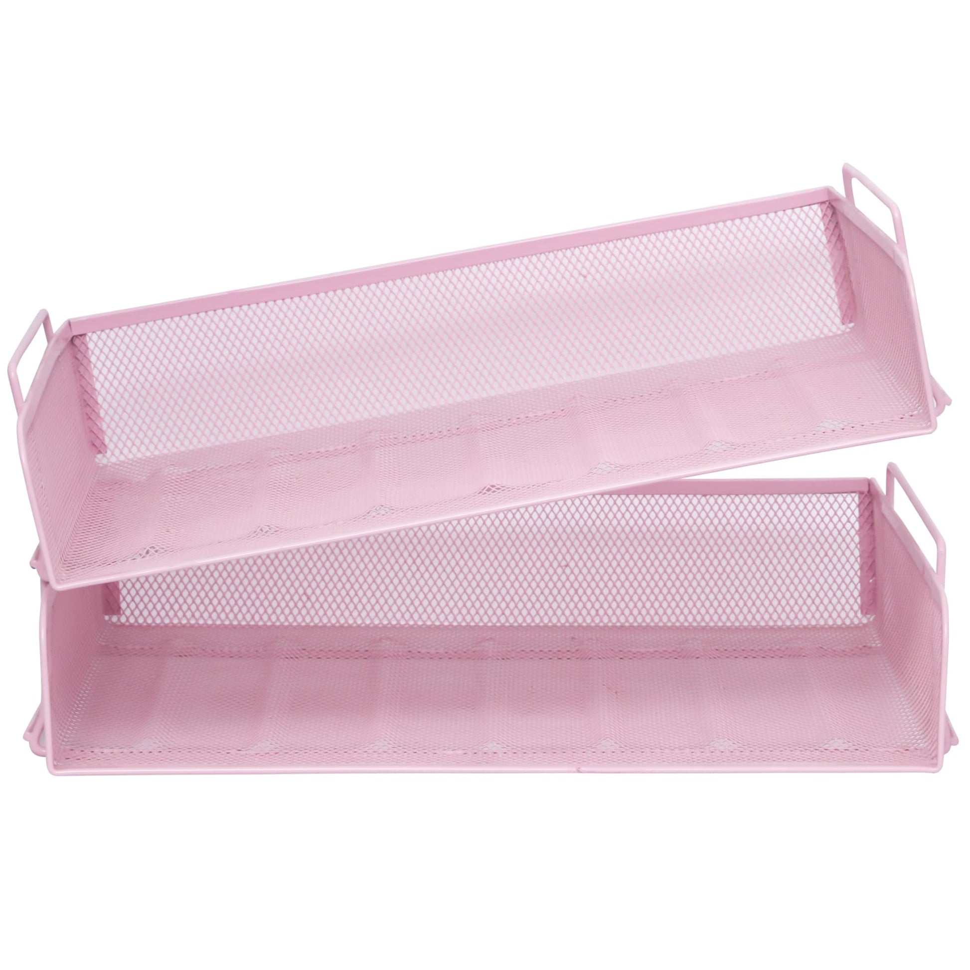 EASEPRES 2 Pack Stackable Desk Paper Tray, Metal Mesh Desktop Document Letter File Organizer for
