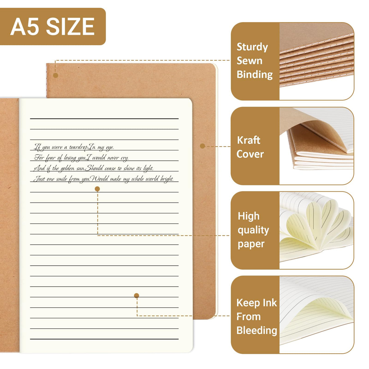 zmybcpack 12 Pack A5 Lined Notebooks, 8.26"x5.5", Composition Notebook