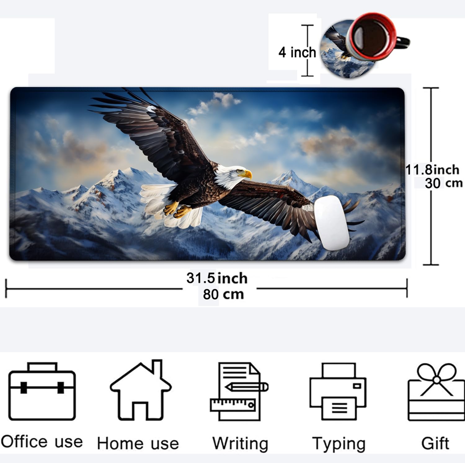 Large Mouse Pad, 31.5 x 11.8in Extended Gaming Mouse Pad with Stitched Edges, XXL Mousepad