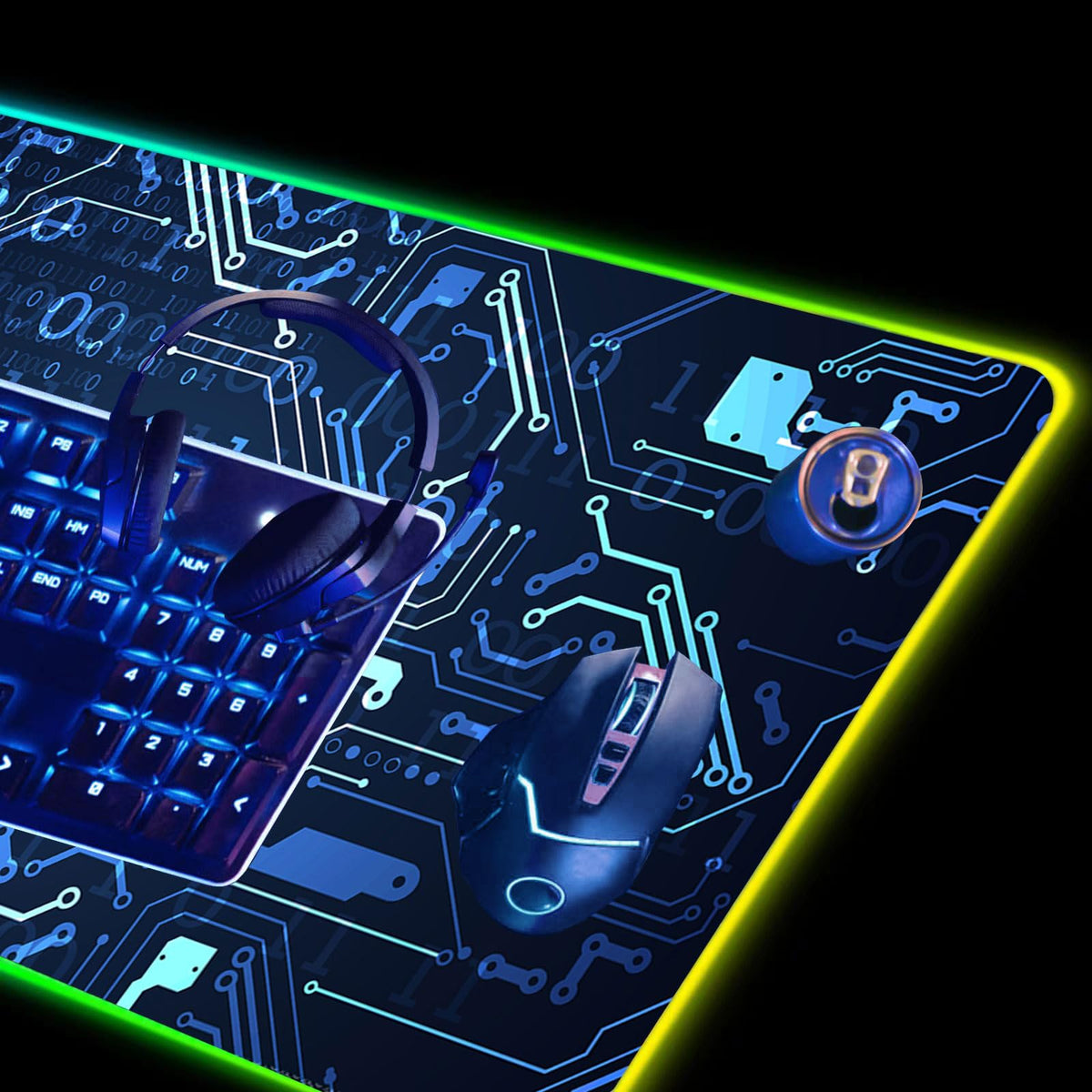 DINKY Extended RGB Gaming Mouse Pad, XXL Large Gaming Mouse Mat for Gamer, Blue Circuit Board