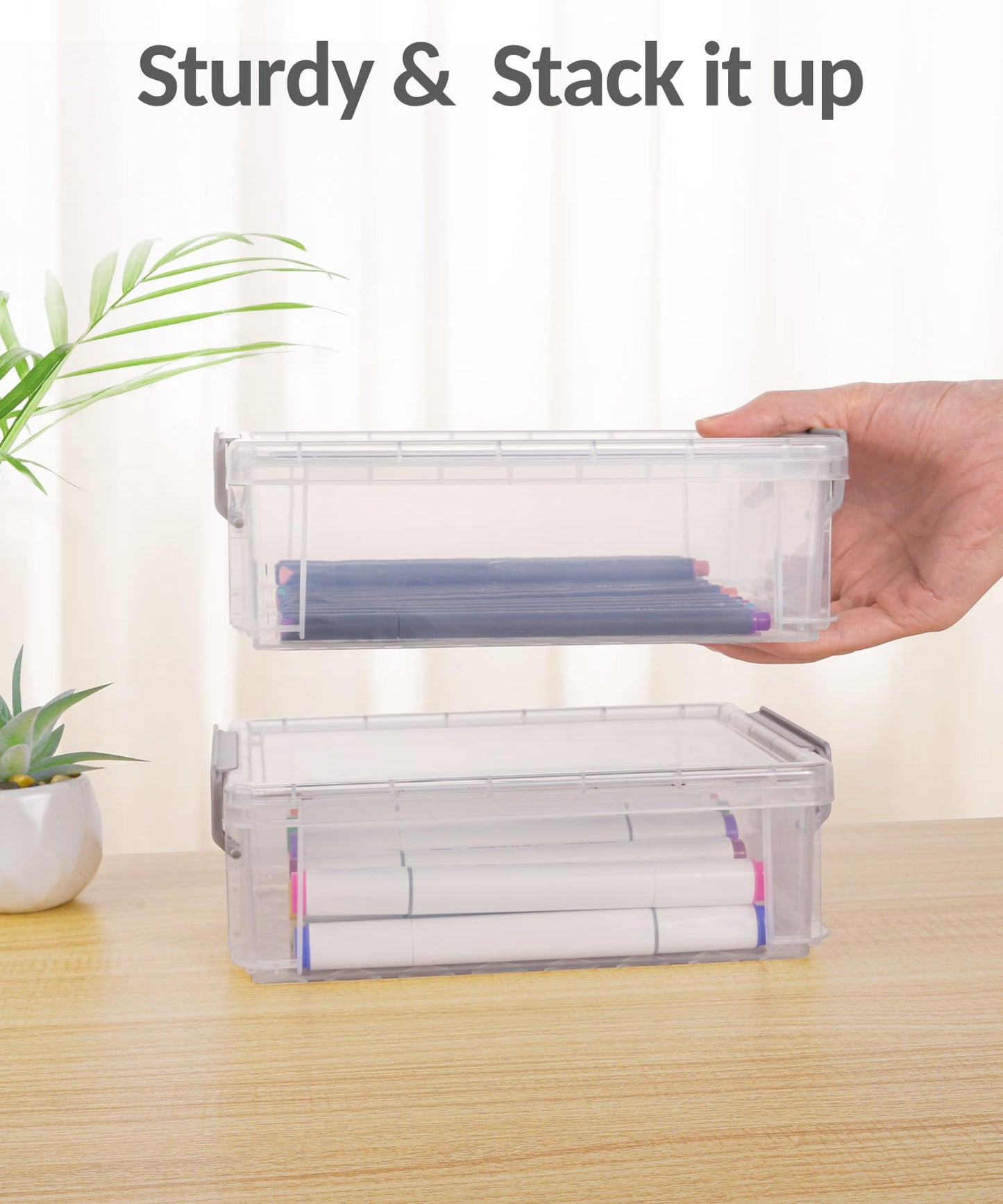 Sooez 6 Pack Small Plastic Containers with Lids, 6.4" x 4.4" x 2.7"