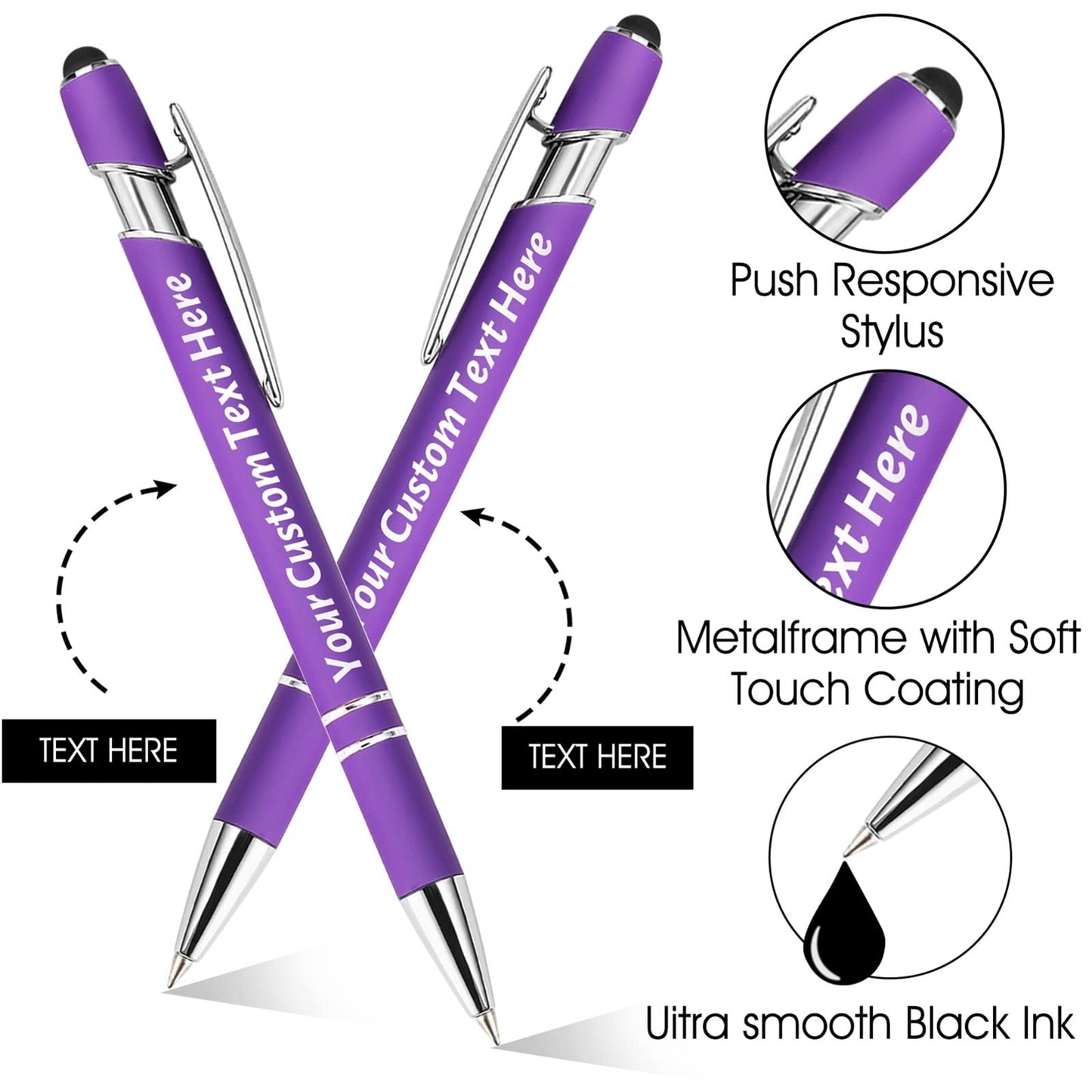 Fadace Up to 500 Pcs Personalized Pens Bulk Custom Customized Pen with Stylus Free Engraving