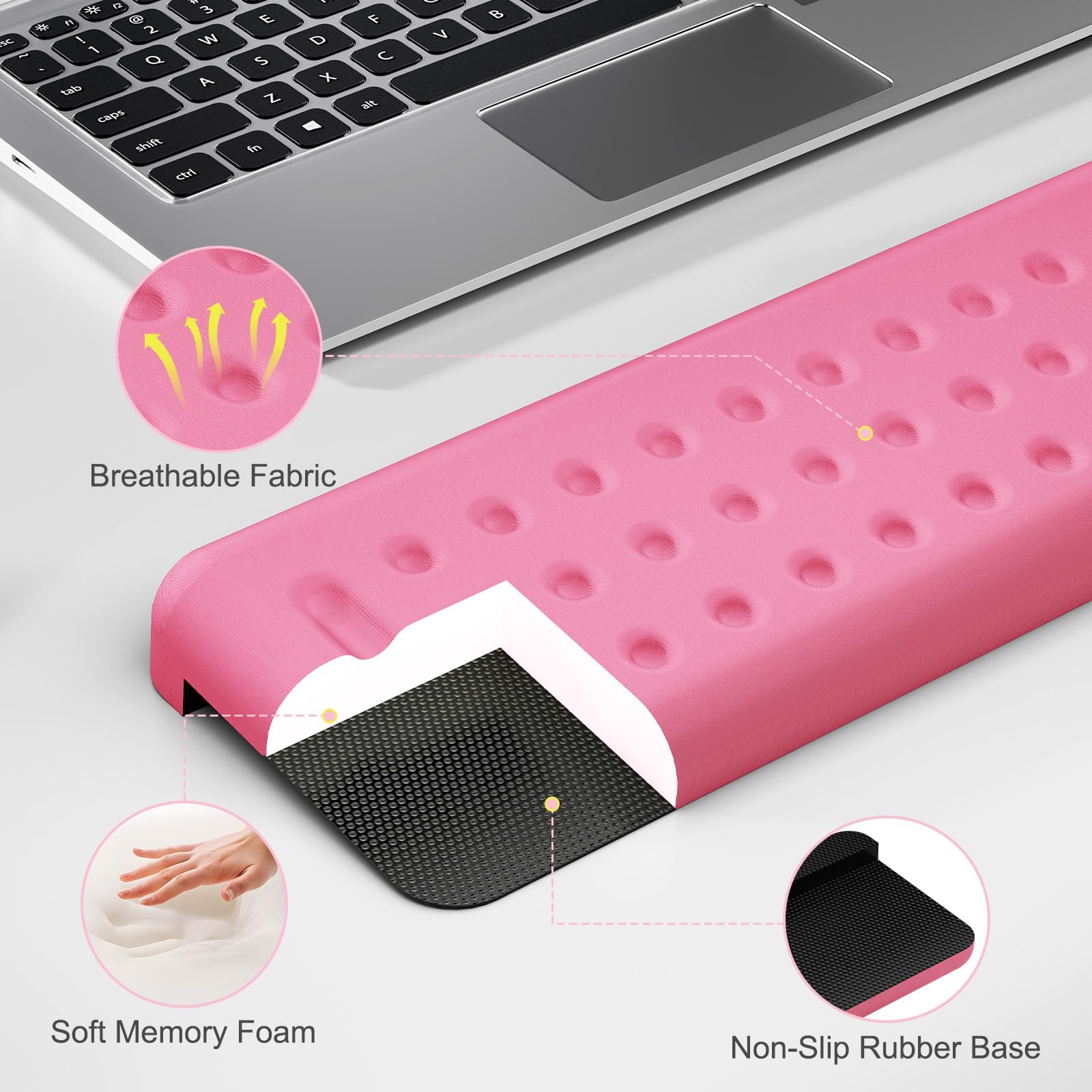 Leolee L-Shaped Desk Elbow Pads for Desk, Pink Memory Foam Arm Rest