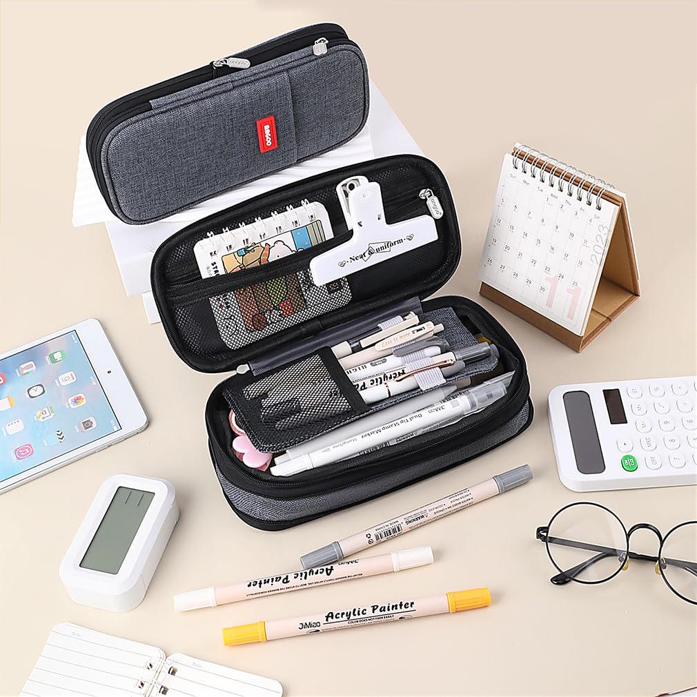 iSuperb Foldable Pencil Case Zipper Big Capacity Aesthetic Canvas Pencil Pouch Compartments