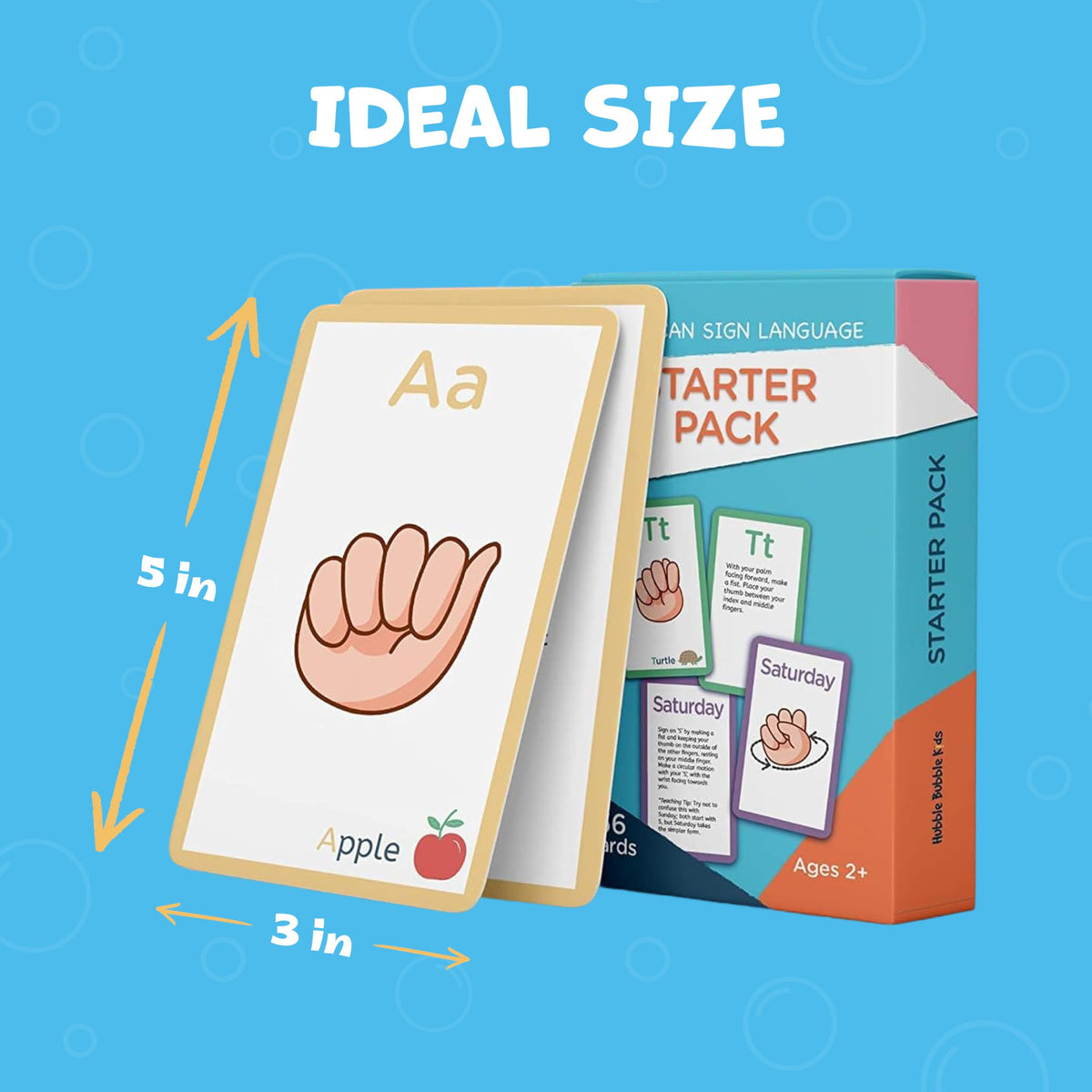 Hubble Bubble Kids American Sign Language Cards for Toddlers and Beginners - 180 ASL Flash Cards