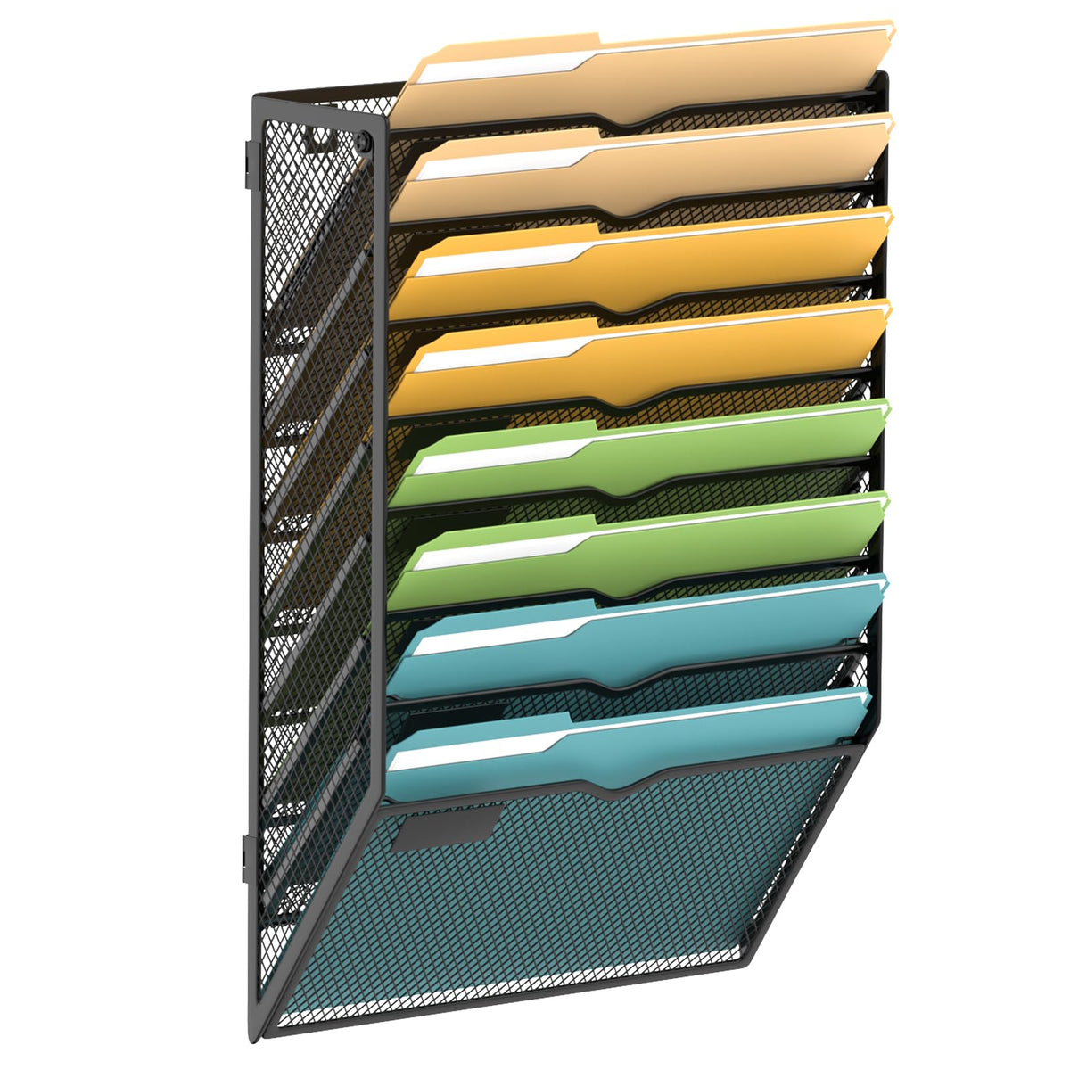SUPEASY 8 Tier Wall File Organizer, Hanging Wall Mounted Mail Organizer with Label Slots, Metal