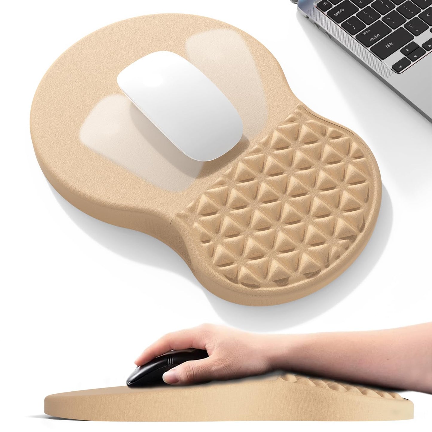 PYEDCA Ergonomic Mouse Pad Wrist Support with Massage Design, Pain Relief Mousepad with Wrist Rest