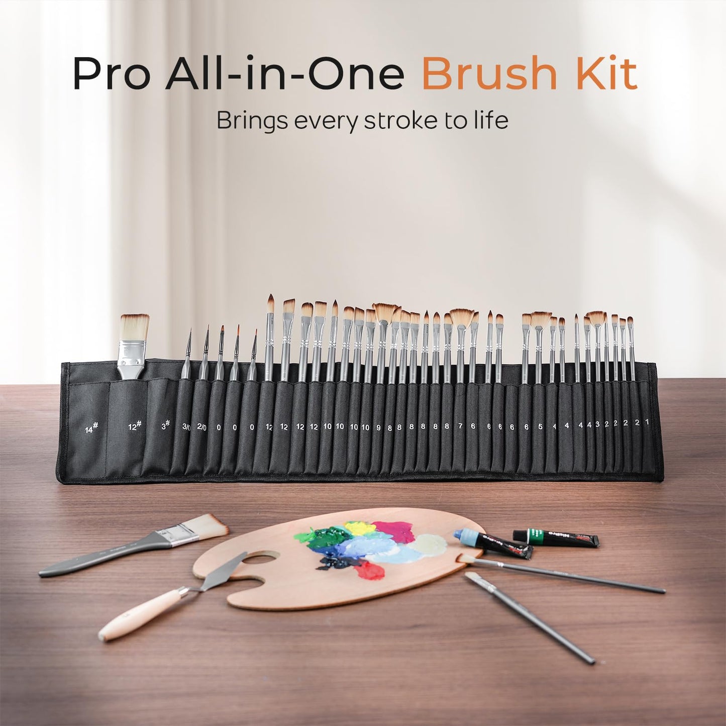 Nicpro 40 PCS Paint Brush Set, Professional Acrylic Paint Brushes