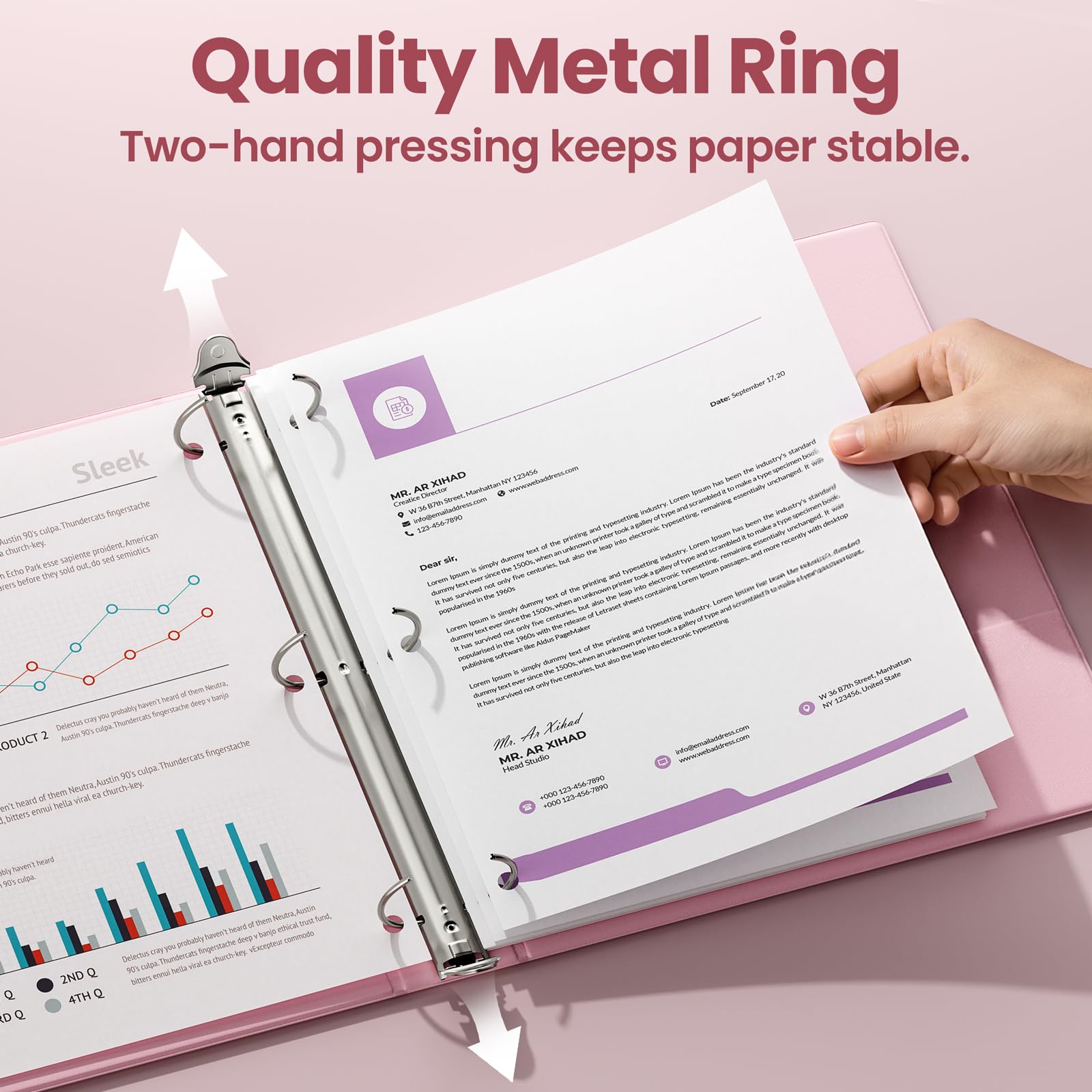 SUNEE 3 Ring Binders 2 Inch 4 Pack, Clear View Binder Three Ring PVC-Free (Fit 8.5x11 Inches) for