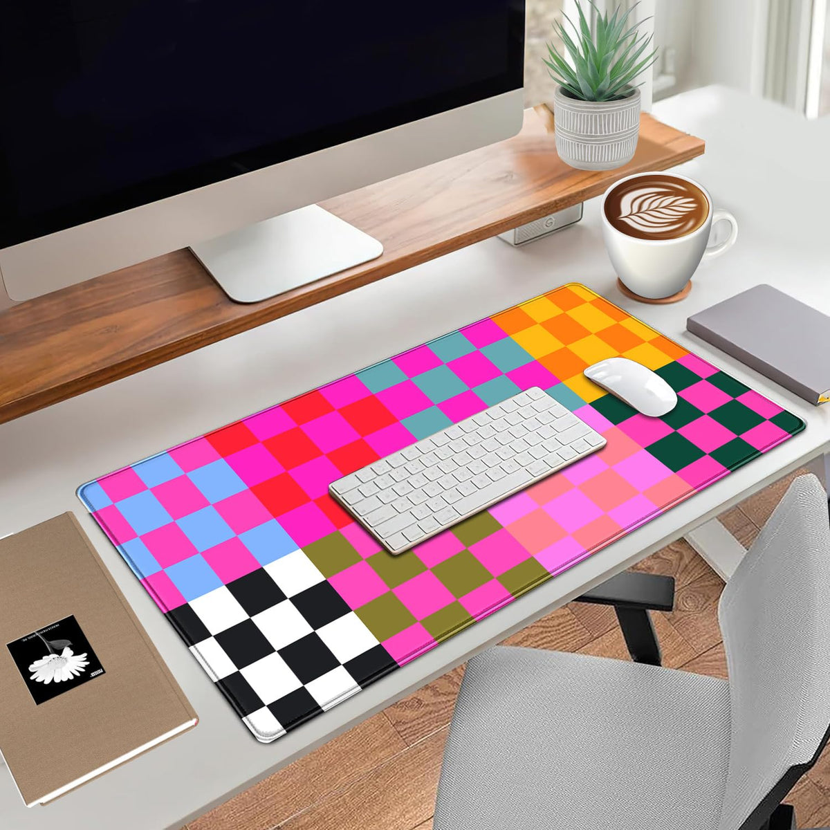 Nasdalgias Checkered Desk Mat Pink Desk Matt for Desktop Desk Pad XXL Large Mouse Pad Deskmat Big
