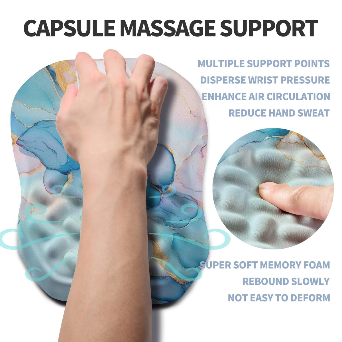 Gleamtide Ergonomic Raised Mouse Pad Wrist Support with Bilateral Slope Memory Foam Mousepad for