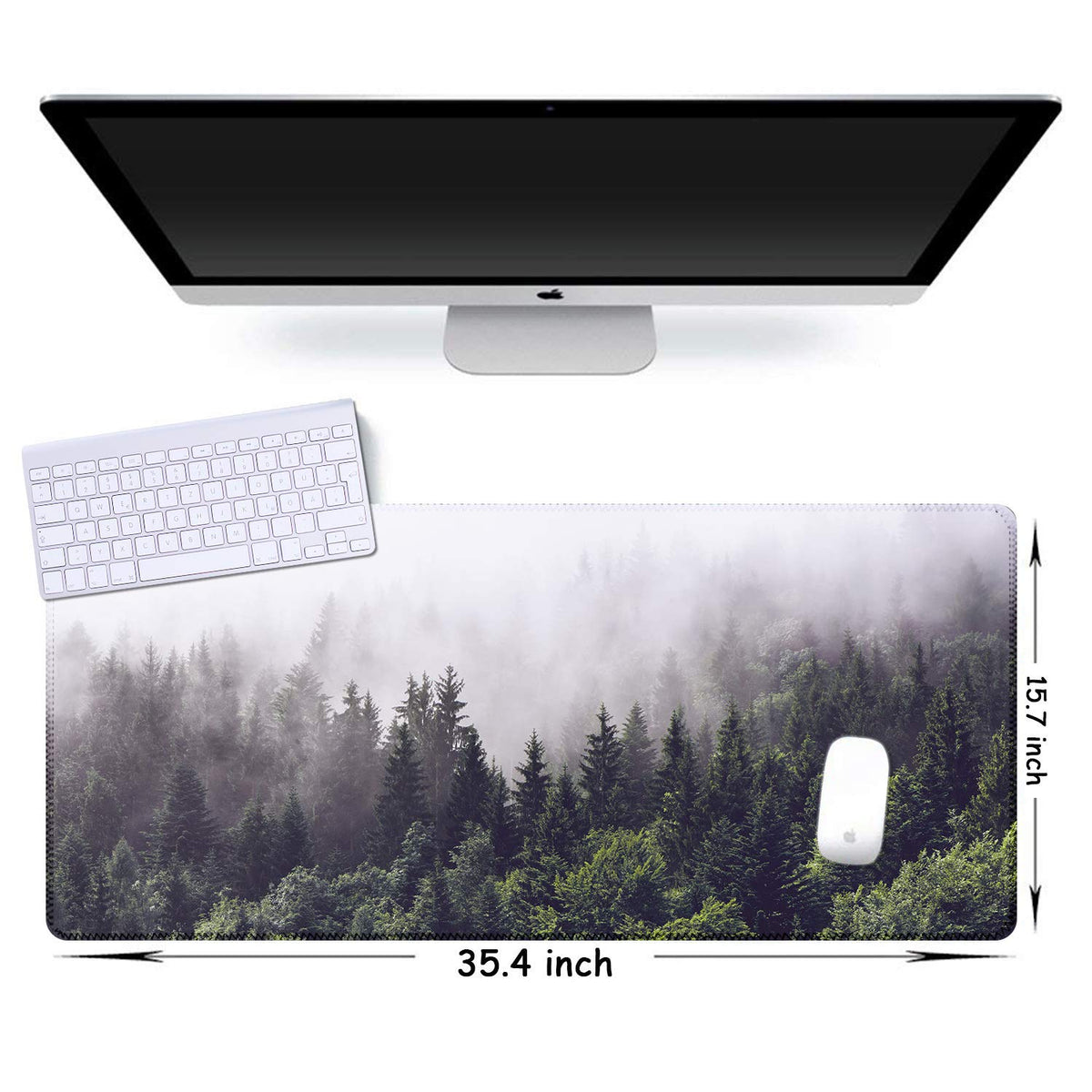 iCasso Extended Gaming Mouse Pad,35.4 x 15.7in Desk Pad, Forest