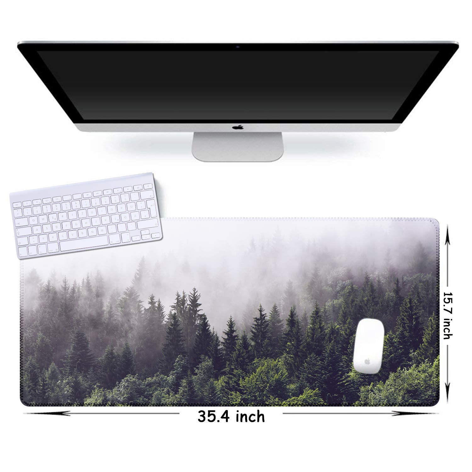 iCasso Extended Gaming Mouse Pad,35.4 x 15.7in Desk Pad, Forest