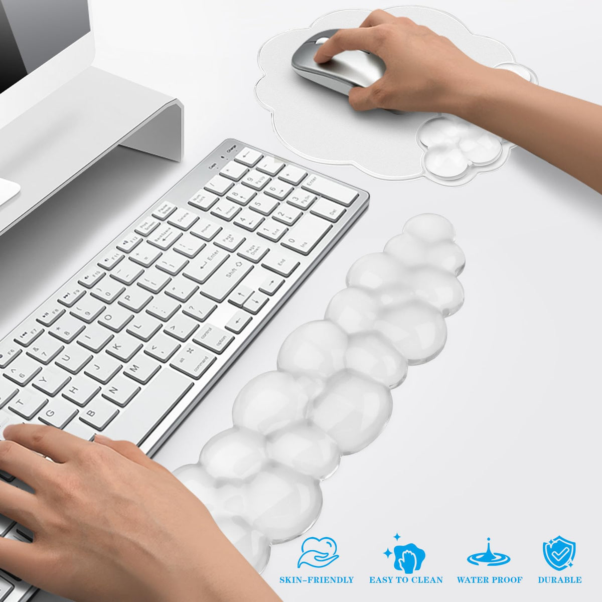 Gel Cloud Keyboard and Mouse Wrist Rest, Cute Wrist Support and Arm Support Rest for Typing Pain