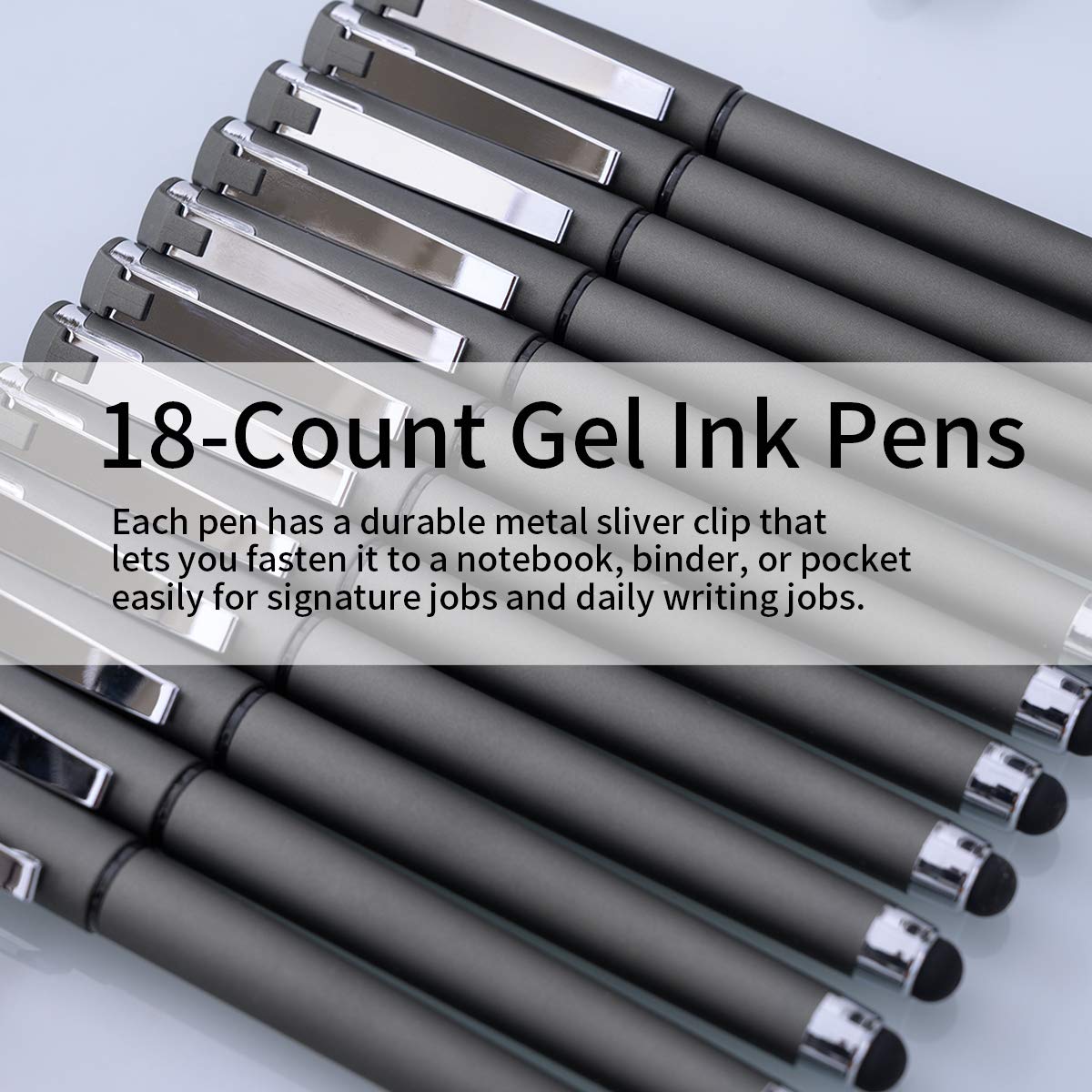 MiSiBao 0.7mm Black Ink Gel Ink Rollerball Pens 2 in 1 Medium Point Pens with Stylus Work Pen