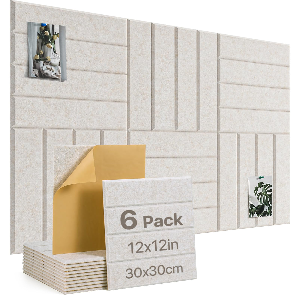 Woovio Cork Board, 36''x24'' Felt Bulletin Board with Self Adhesive Camel