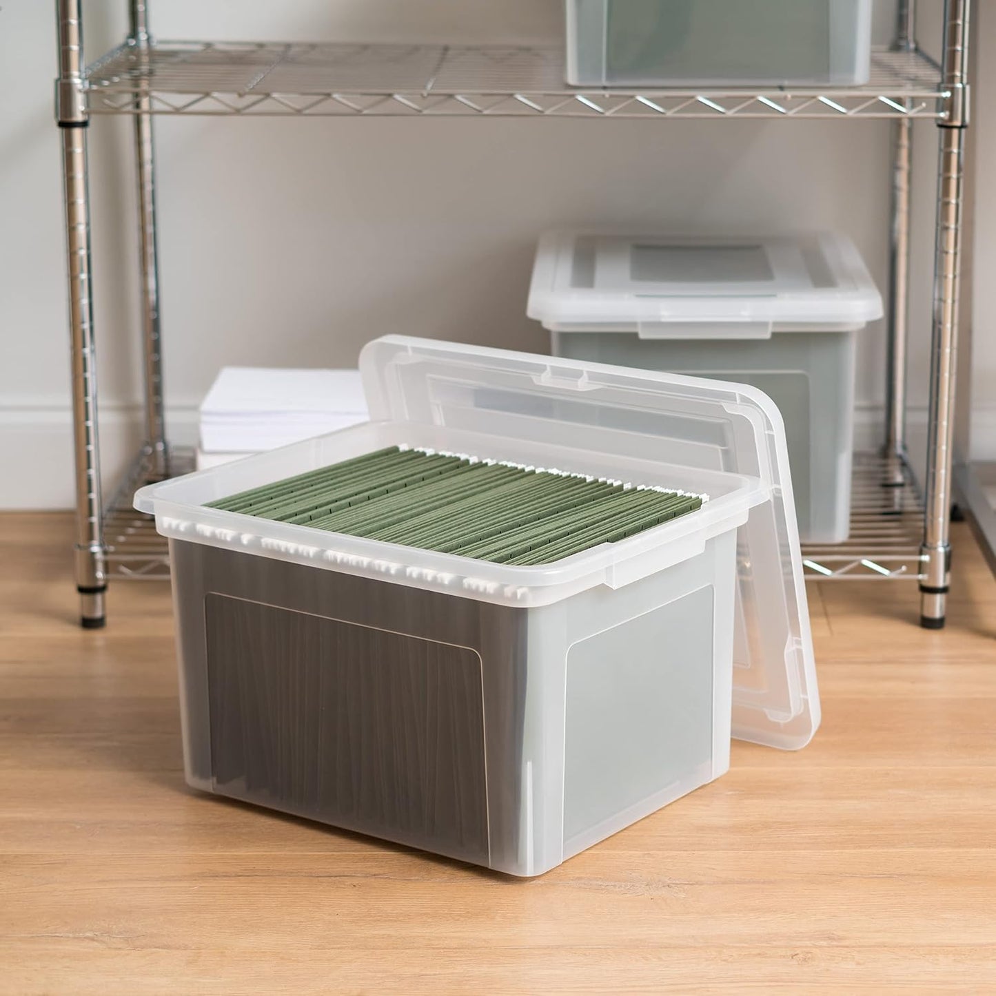 IRIS USA 35 Qt. Letter/Legal File Box with Latching Lid, Clear