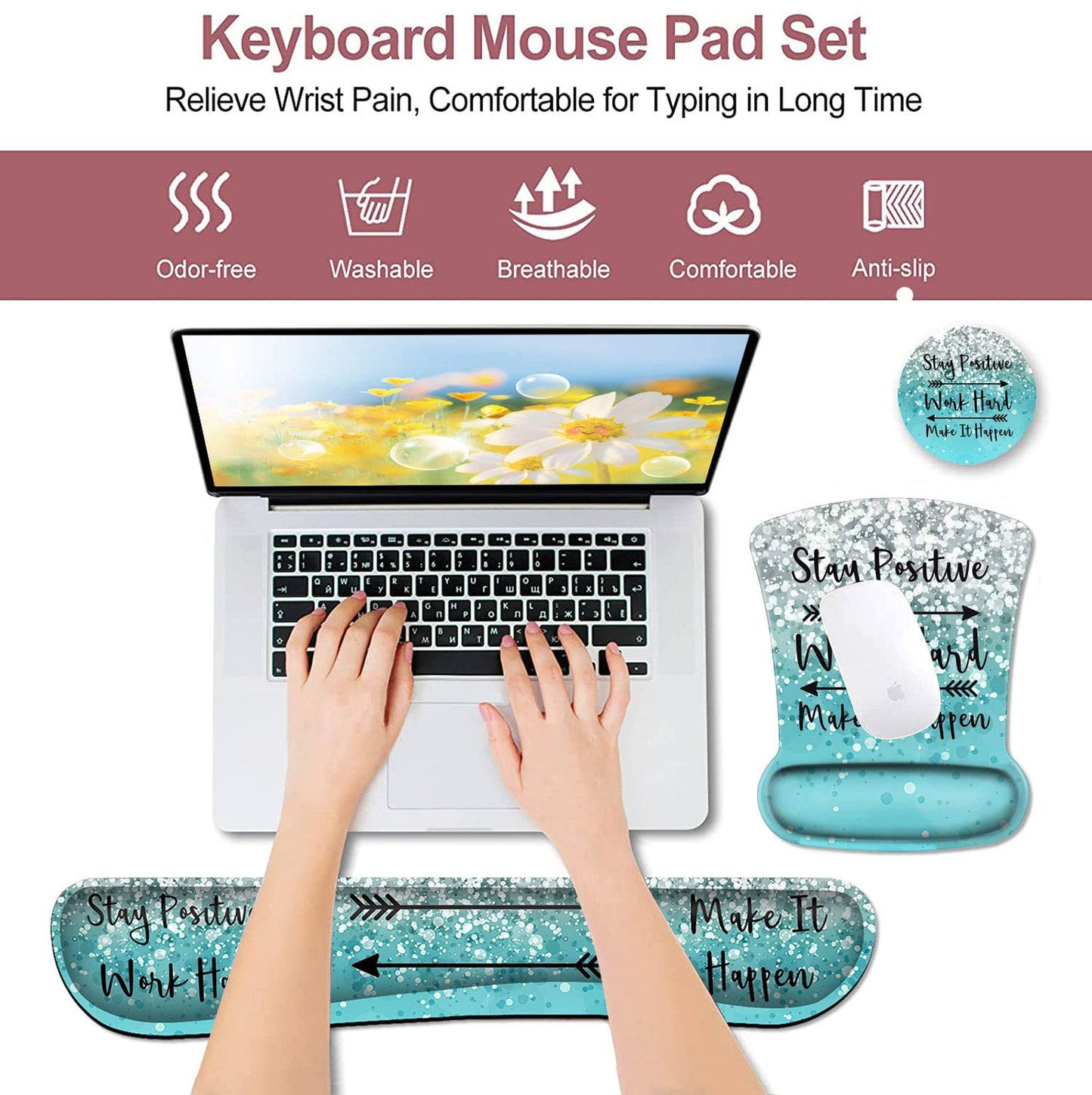 Mouse Pad with Wrist Support, Ergonomic Gel Mouse Pad Memory Foam Keyboard Wrist Rest, Suitable for
