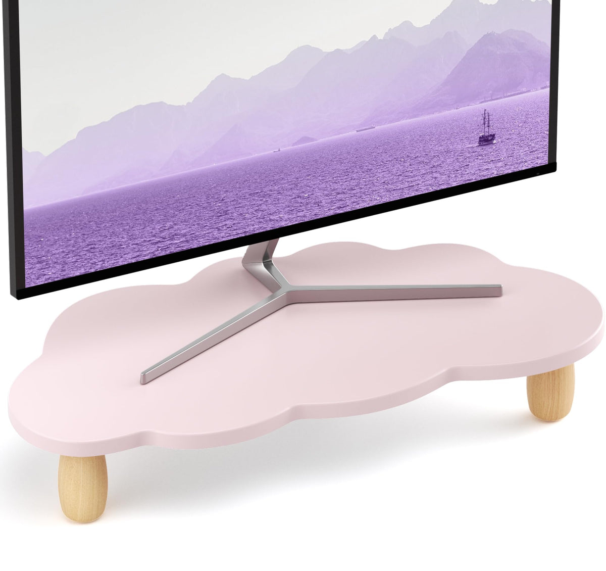 AFOOYO Monitor Stand Riser,Cloud Shape Wood Computer Monitor Stand, 16.5IN Monitor Stand Riser