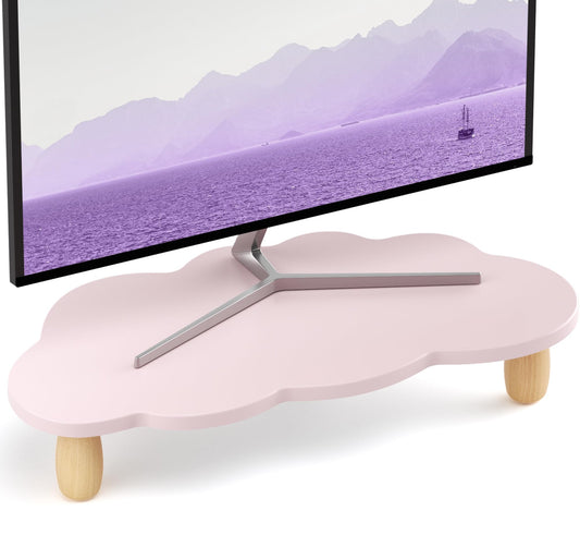 AFOOYO Monitor Stand Riser,Cloud Shape Wood Computer Monitor Stand, 16.5IN Monitor Stand Riser