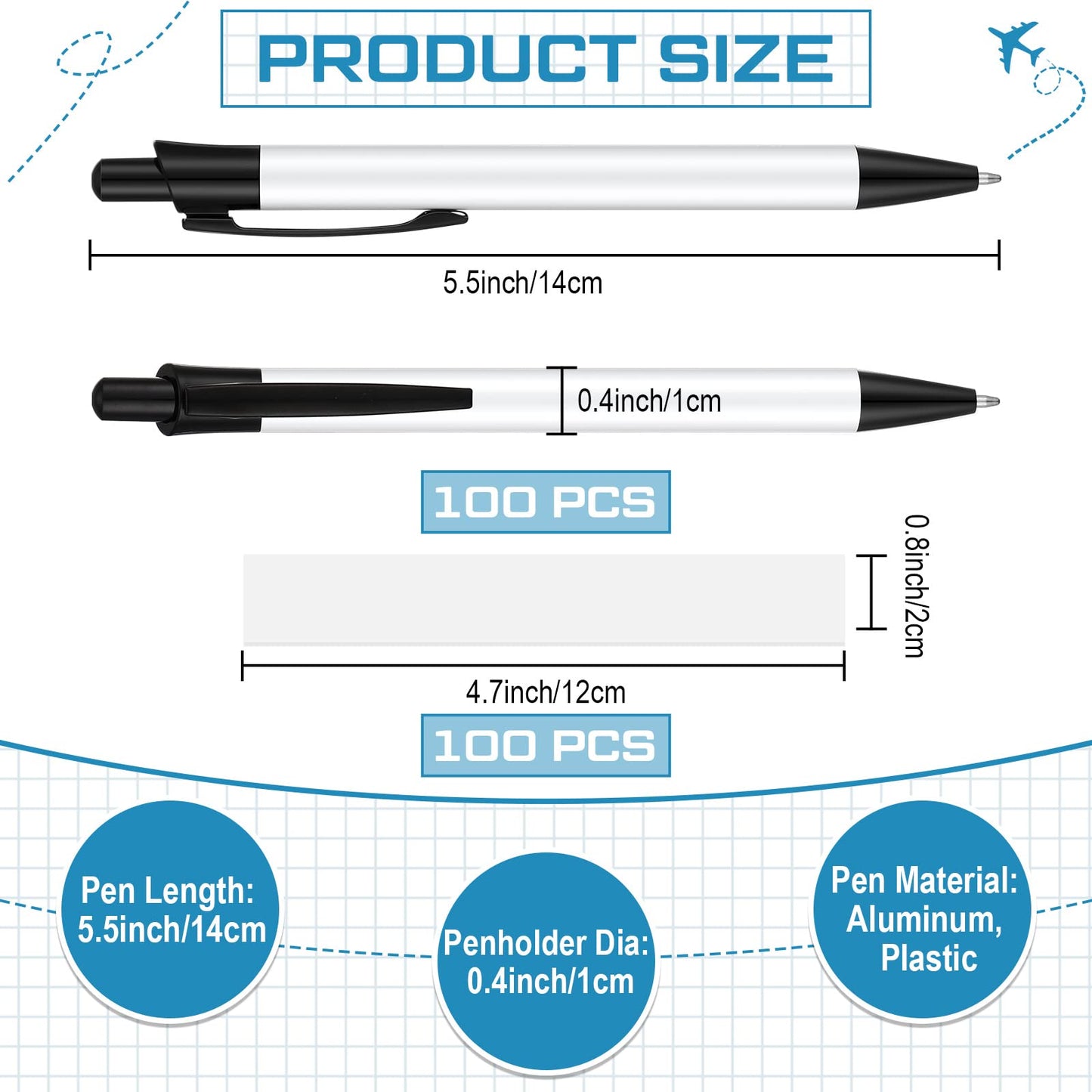 Yexiya Sublimation Pens Blank Heat Transfer Pen Sublimation Ballpoint Pen with Shrink Wrap White