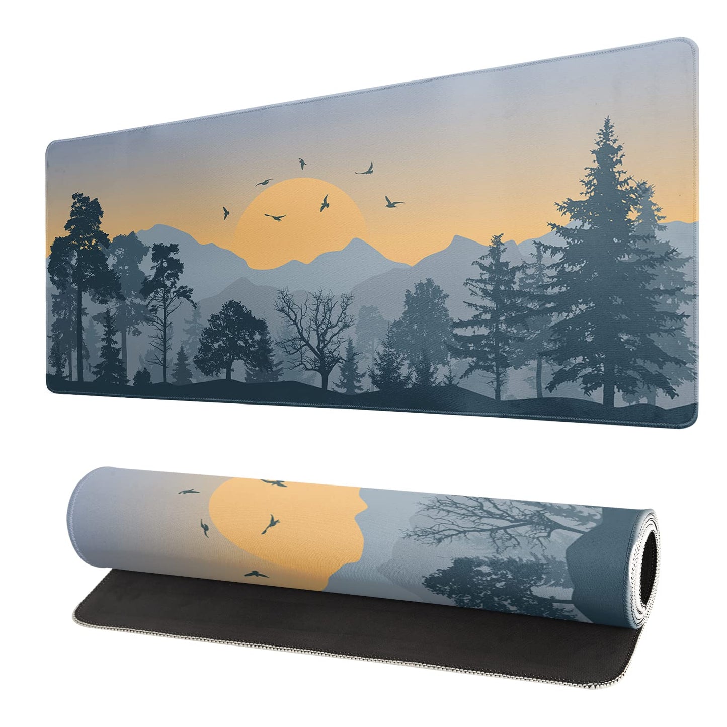 Mountain Gaming Mouse Pad 31.5x11.8 Inch Forest Large Mousepad Extended Grey Mousepad Gaming