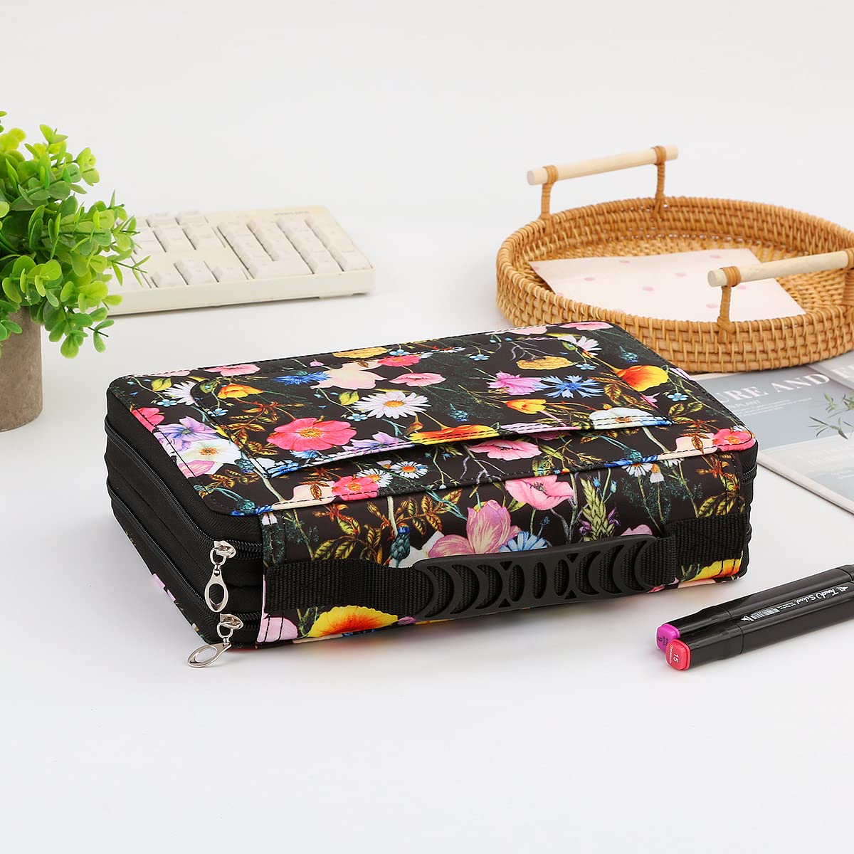 Lbxgap 68 Slots Marker Pen Organizer Case w/Handle
