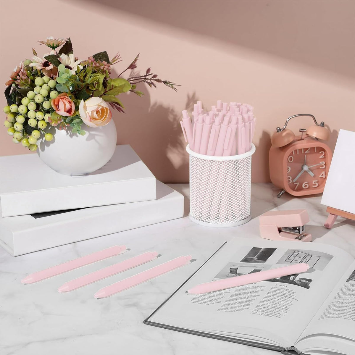 Teling 100 Pcs Ballpoint Pens Retractable Comfortable Cute Stylish Writing Pens in Medium Point 1.0