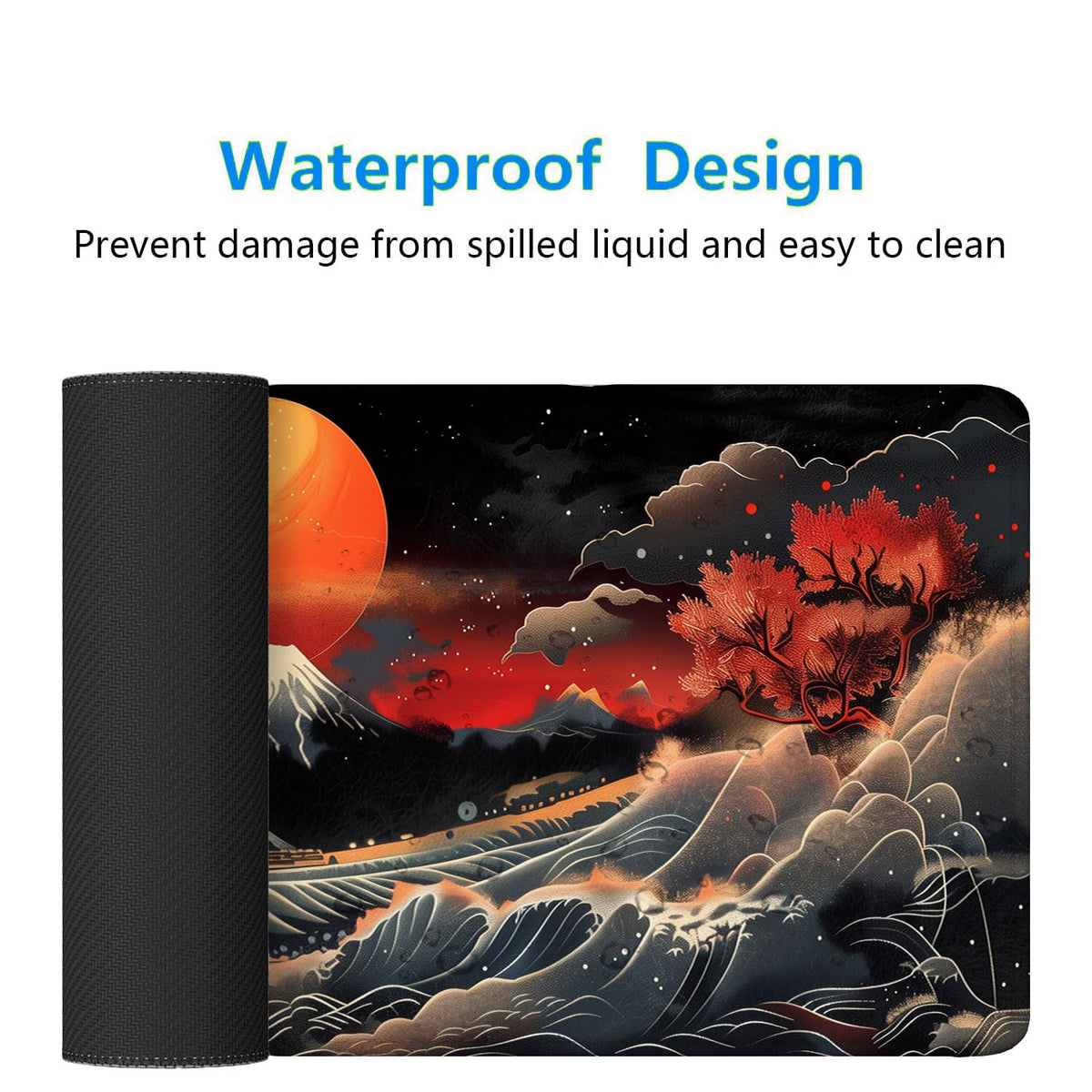 Japanese Waves Gaming Mouse Pad Watercolor Waves Mousepad XL Large Gaming Mouse Pad Laptop Keyboard