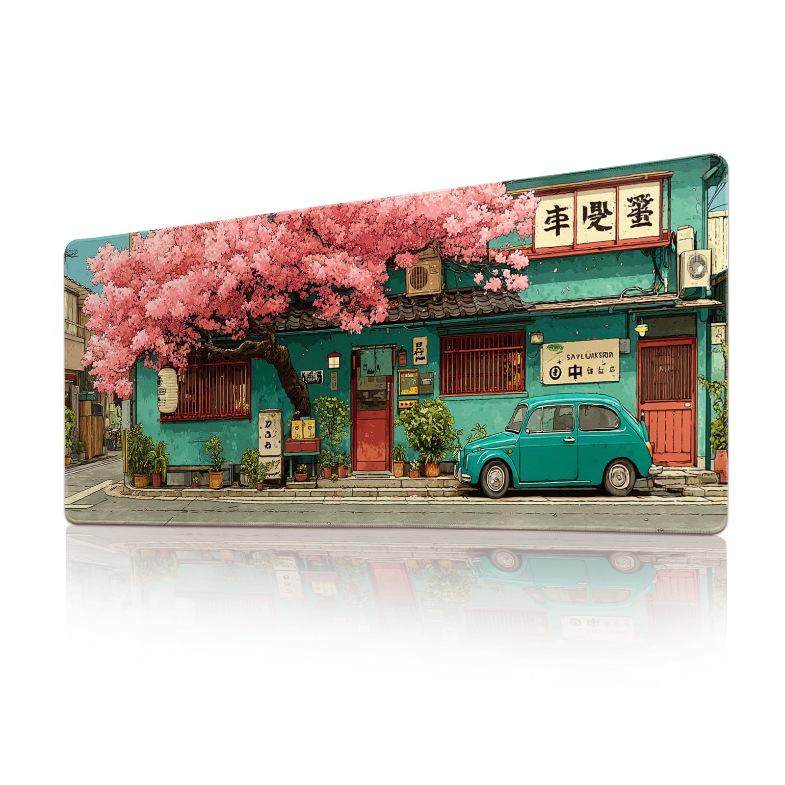 Desk Mat Mouse Pad Gaming Desk Pad XL Large Mouse Mat Office Decor Accessories (Sakura car)