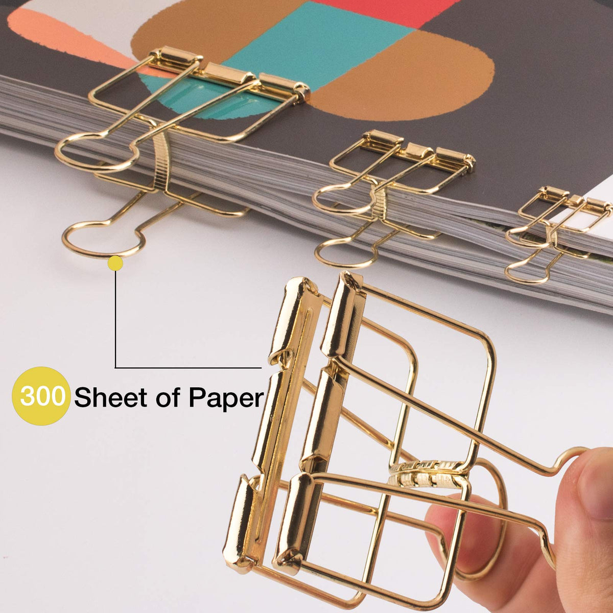 18 Pcs Gold Wire Binder Clips & 20 Pcs Cute Paper Clips Set