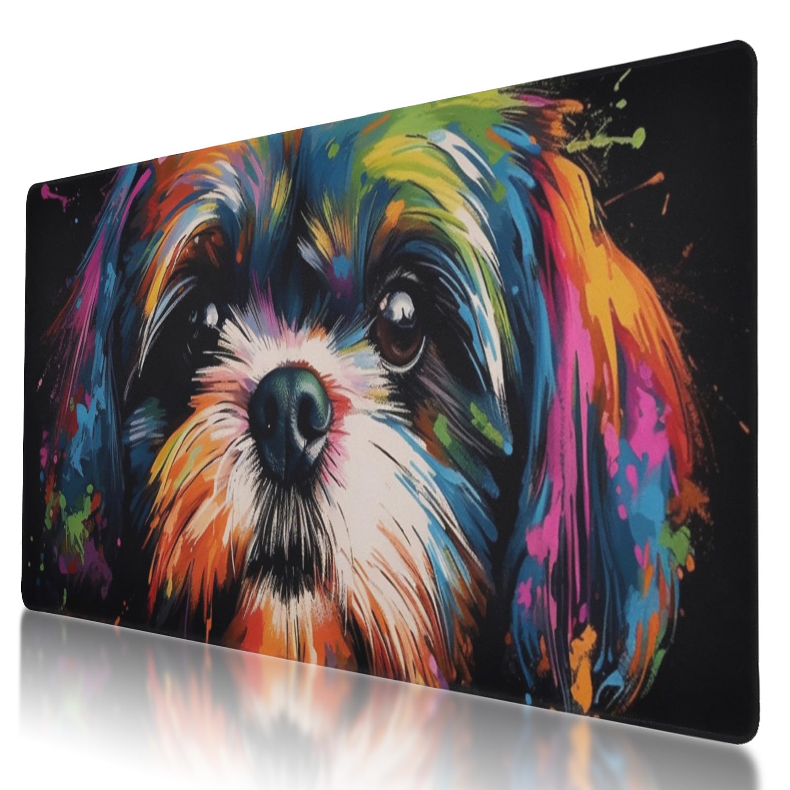 Rainbow Shih Tzu Mouse Mat - XL Gaming Mouse Pad with Non-Slip Rubber Base for Home and Office Use