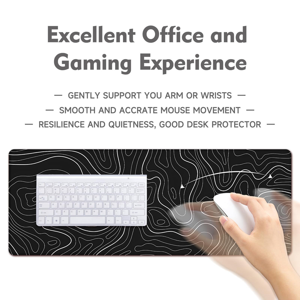 Desk Mat Gaming Mouse Pad Desk Pad XL Large Mouse Mat Office Decor Accessories (Black Geometric)